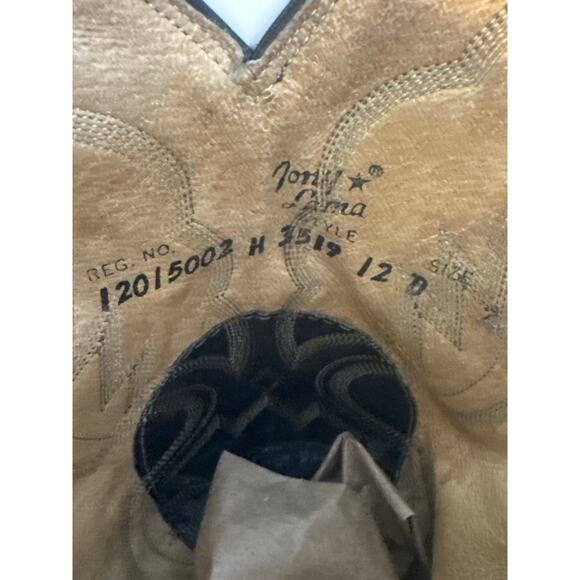 Vintage Tony Lama Black Label Cowboy Boots 9.5 D Style 3519 Western Embroidered main image 4